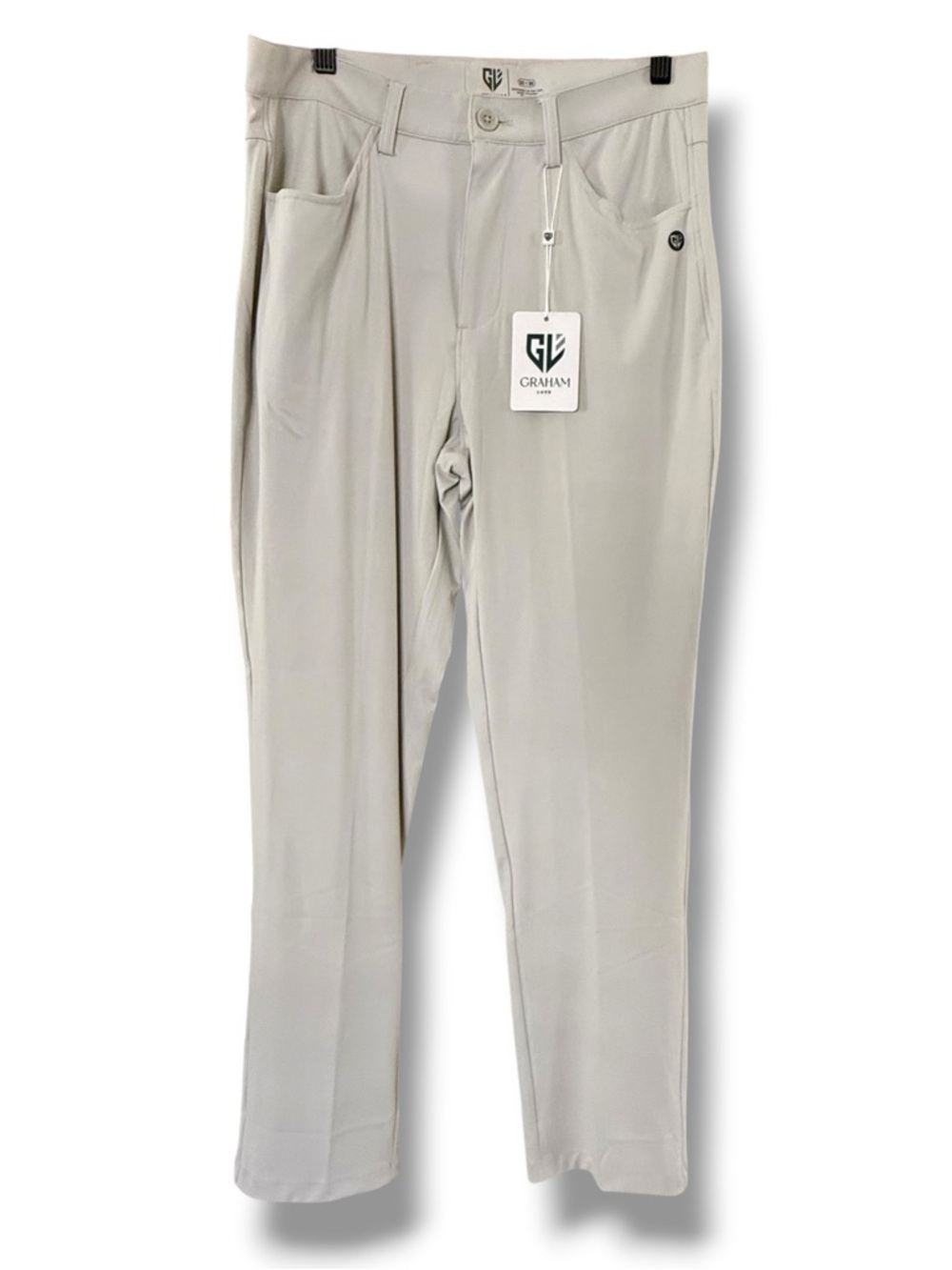 NWT GRAHAM LUXE All Time Men's Performance Golf Pants Chinos, Silver Grey, 32x30